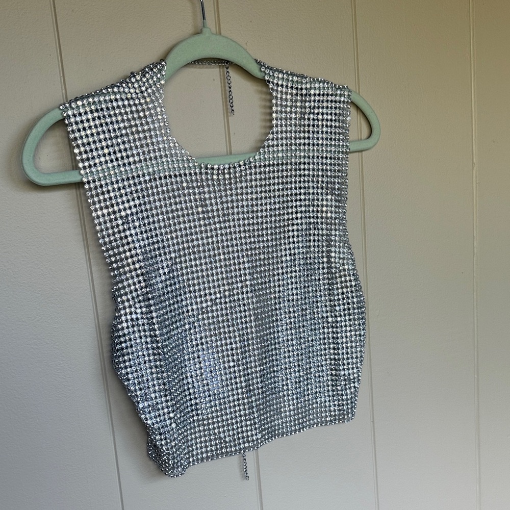 She’s a Gem Silver Rhinestone Top
